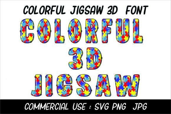 Colorful 3D Jigsaw Font for Vibrant Designs