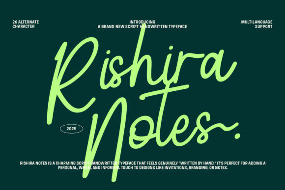 Rishira Notes Regular Font: A Charming Handwritten Typeface