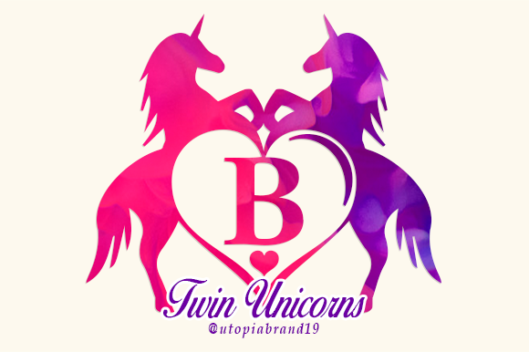 Twin Unicorns and Heart Monogram Font: Elegant Design